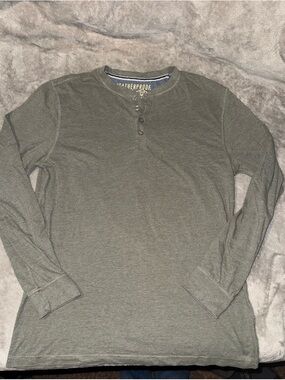 Weatherproof Men's Olive Green Long-Sleeve Henley Shirt